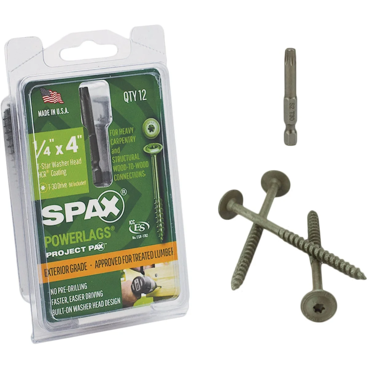 Stylish Spax PowerLags 1 4 In. x 4 In. Washer Head Exterior Structure Screw 12 Ct. Efficient