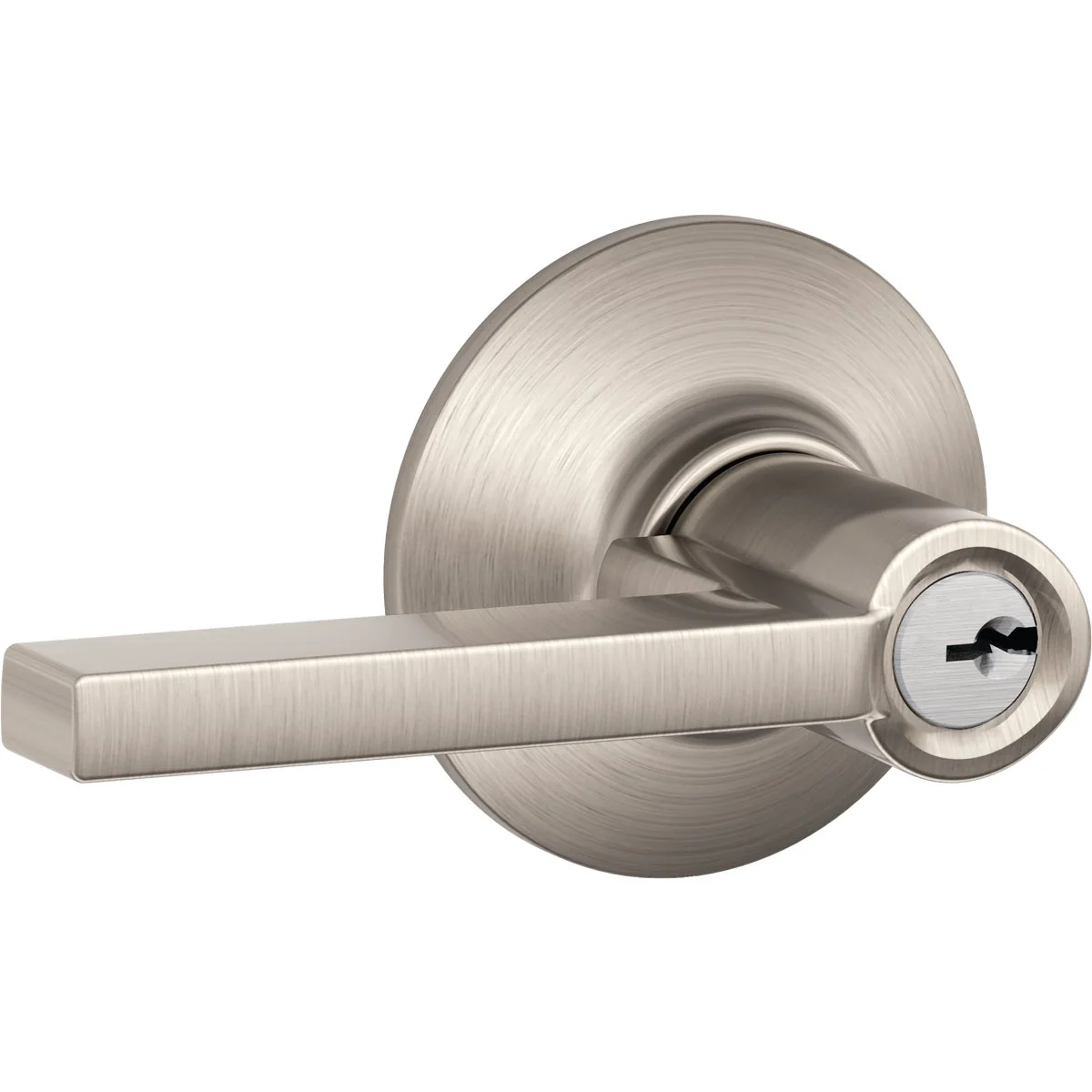 Premium Schlage Latitude Satin Nickel Keyed Entry Door Lever Proven