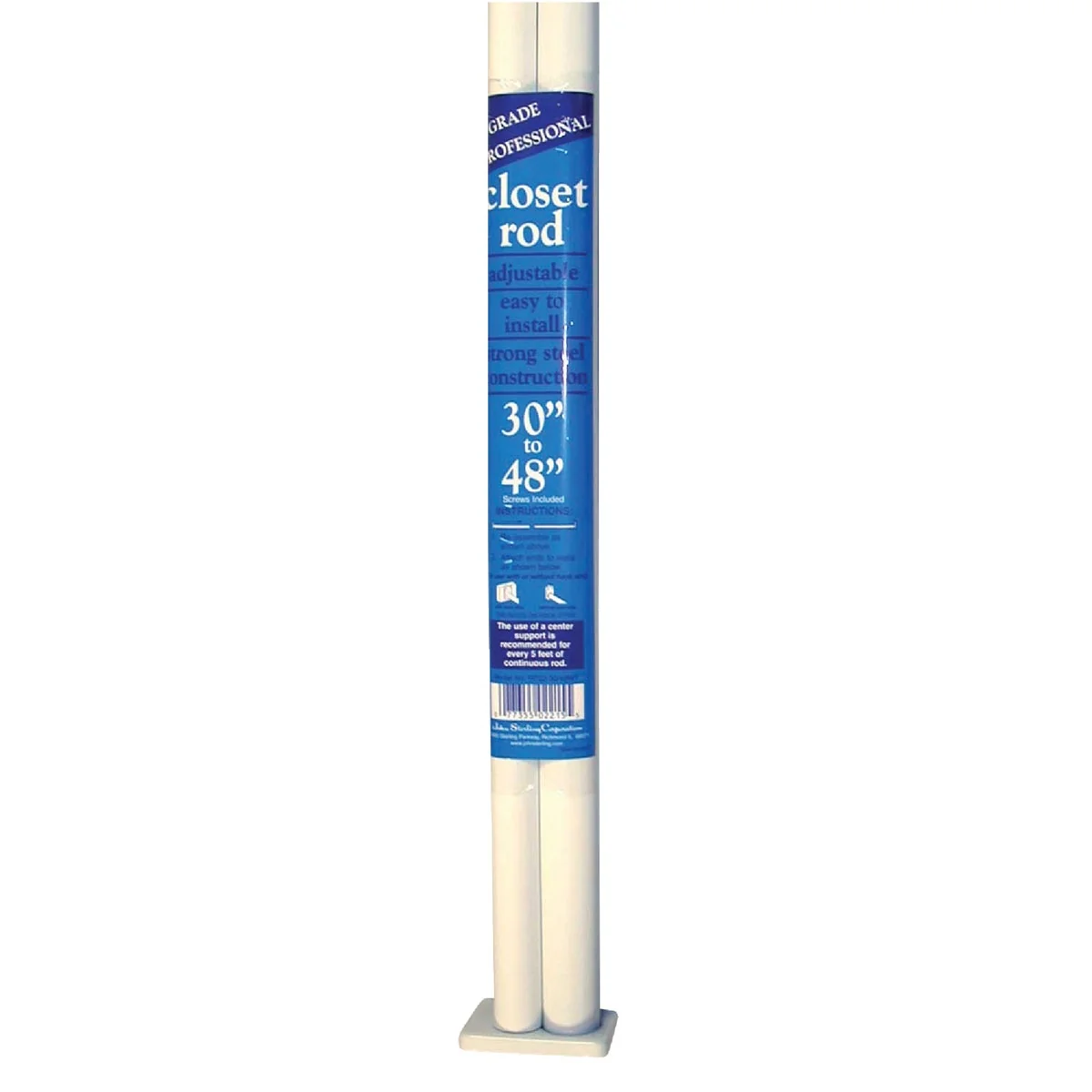 Effective John Sterling Closet-Pro 48 In. to 72 In. x 1 In. Adjustable Closet Rod White Genuine