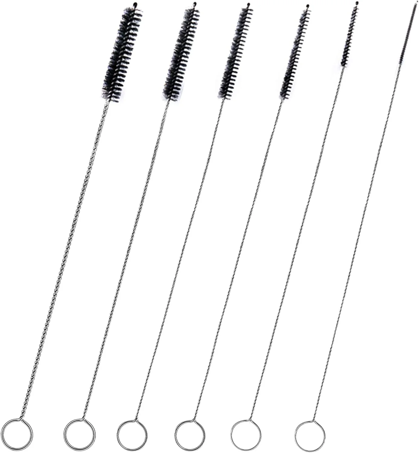 High-End Straw Cleaner Brush Set 6 Piece Long Drinking Straws Cleaning Brush Pipe Tube Tiny Brushes 10-inch Black Authentic