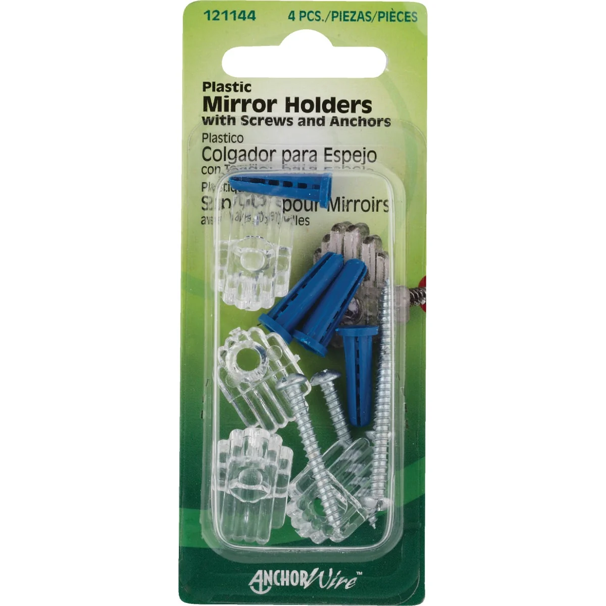 Recyclable Hillman Plastic Mirror Holders Anchors Set 4-Sets First-Class