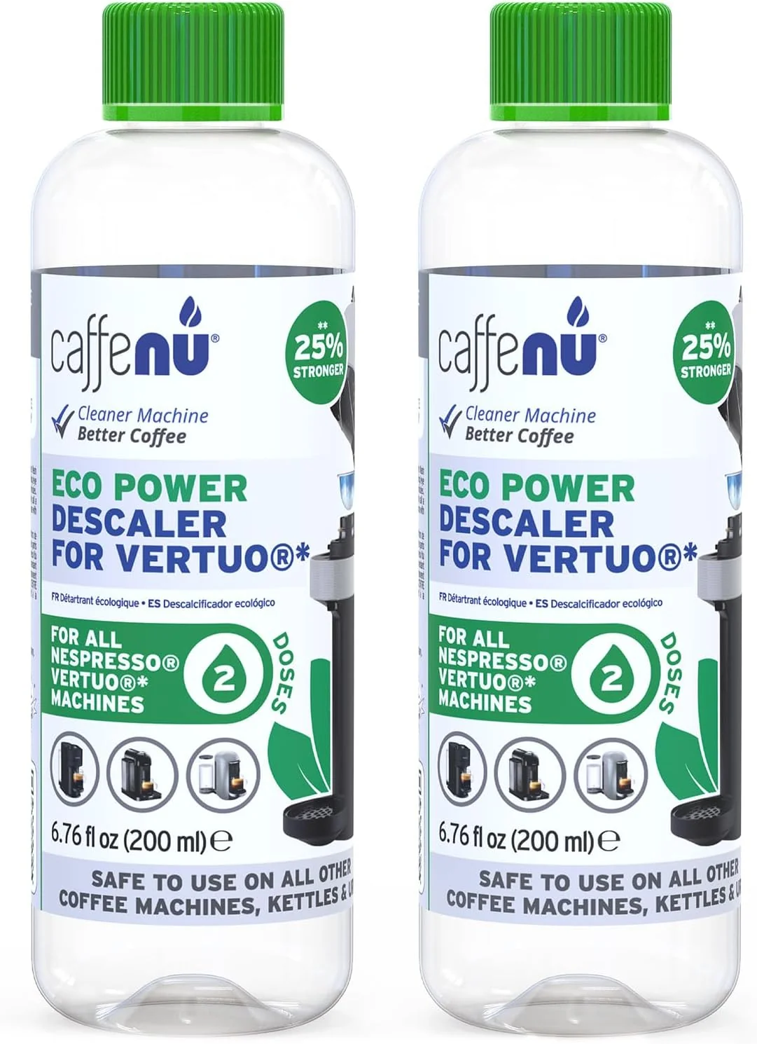 Premium Nespresso Compatible Descaling Kit. 2 Bottles of Vertuo Descaler Solution. Removes Limescale For Hotter Coffee Detailed