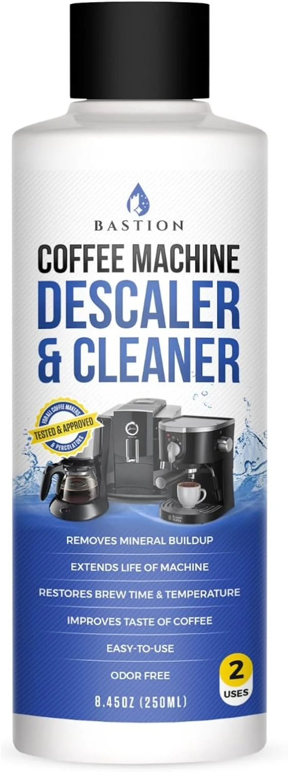 Eco-Friendly Bastion Coffee Machine Descaler Cleaner - 2 Uses. 1 Bottle Universal Descaling Solution Compatible with Keurig Nespresso Official