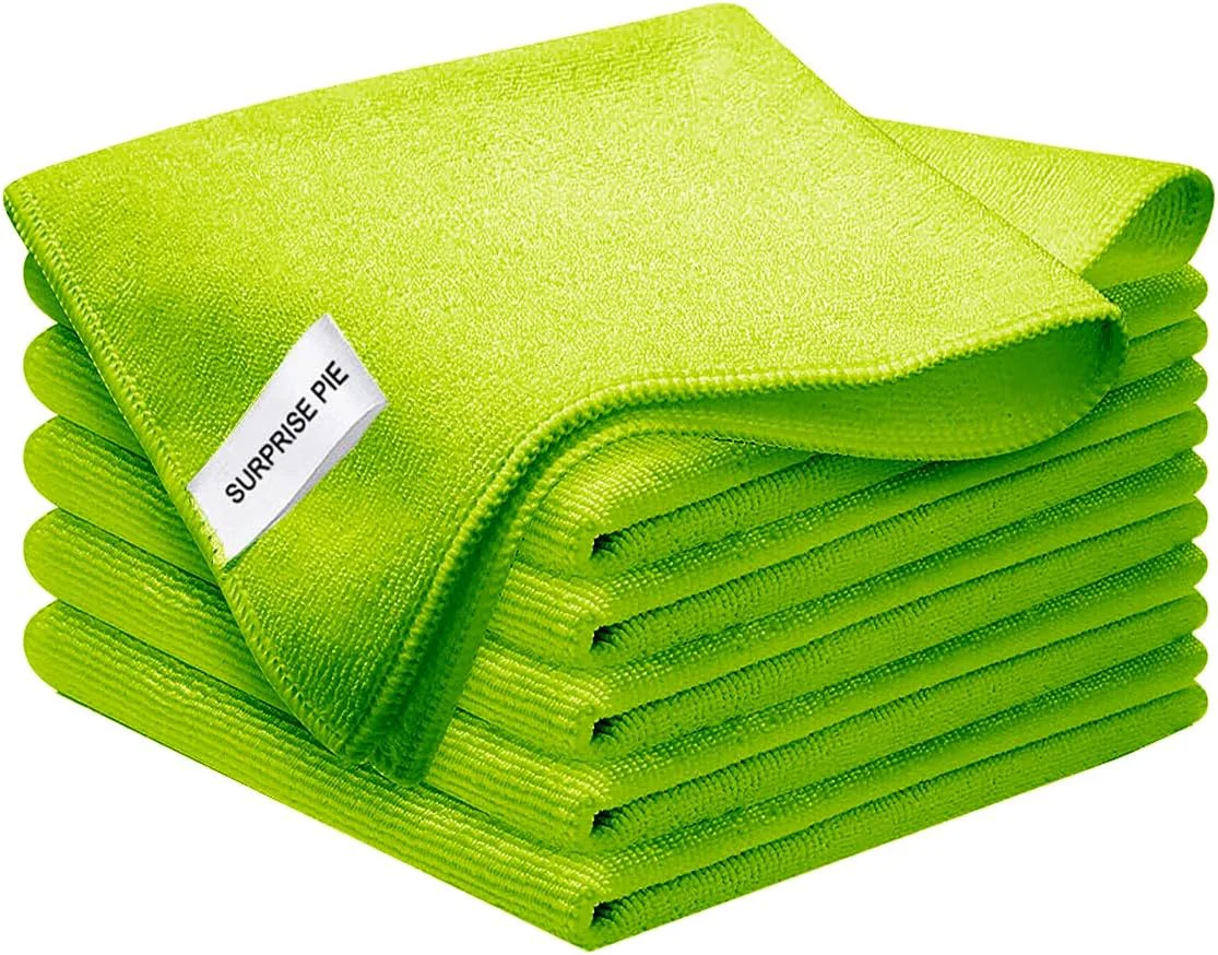 Authentic Microfiber Cleaning Cloth for Kitchen Housekeeping Dish Electronics Dust Rags Thick Lint Car Wash DryingTowel 12 x12 Green-6 Pack Consistent