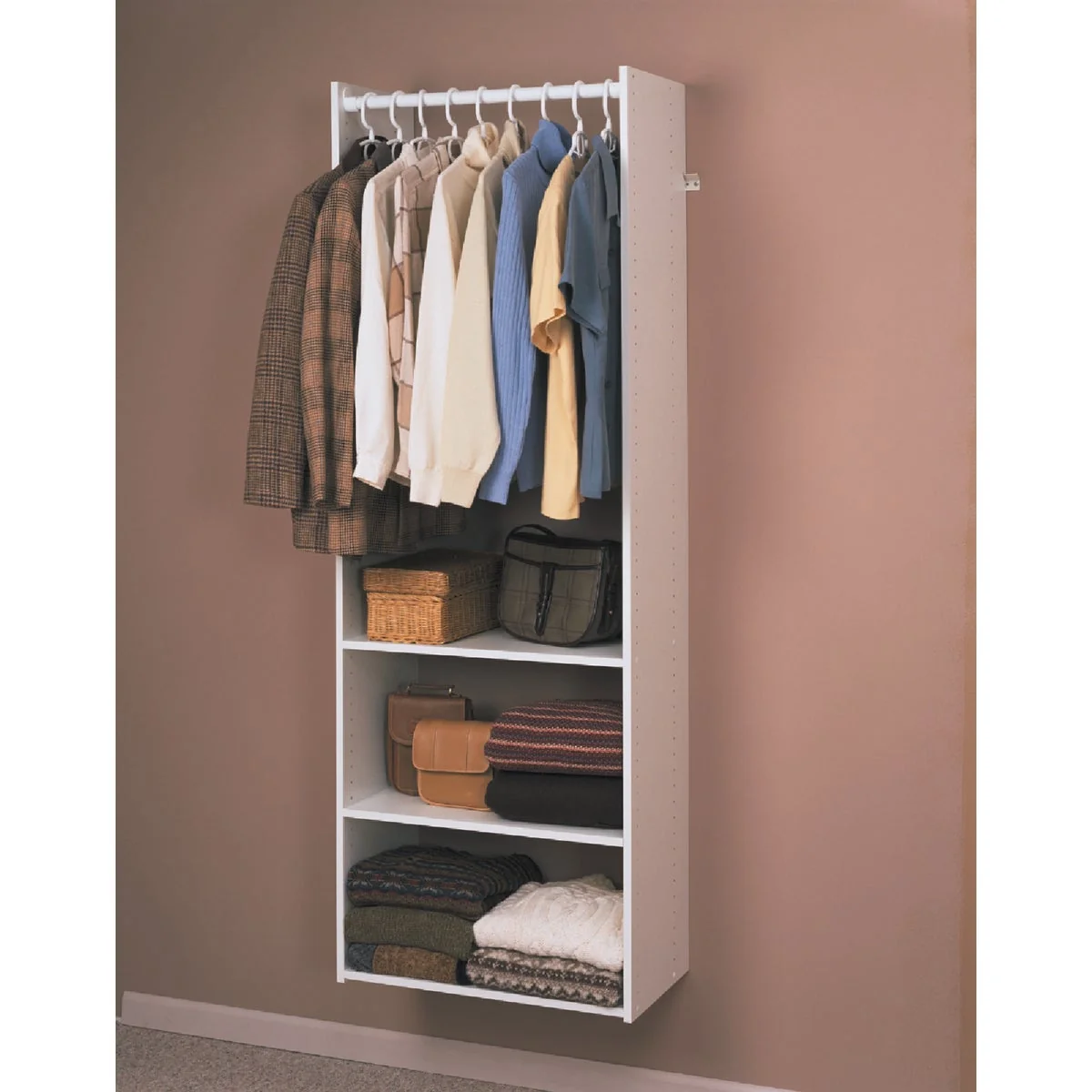 Specialty Easy Track Hanging Tower Wall-Mounted Shelving Unit White Powerful