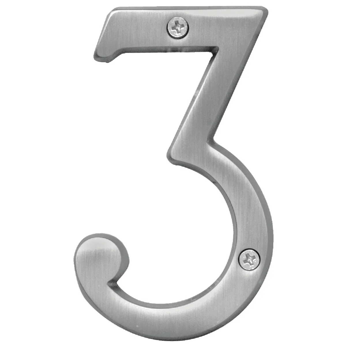 Efficient Hy-Ko Prestige Series 4 In. Satin Nickel House Number Three Quality