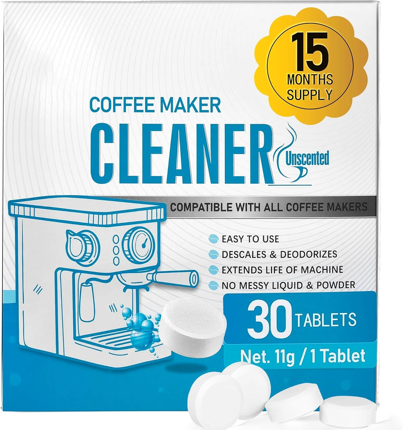 Quality Poesie 30 Count Coffee Machine Cleaning Tablets Coffee Maker Cleaner and Descaler for All Coffee Machine World-Class