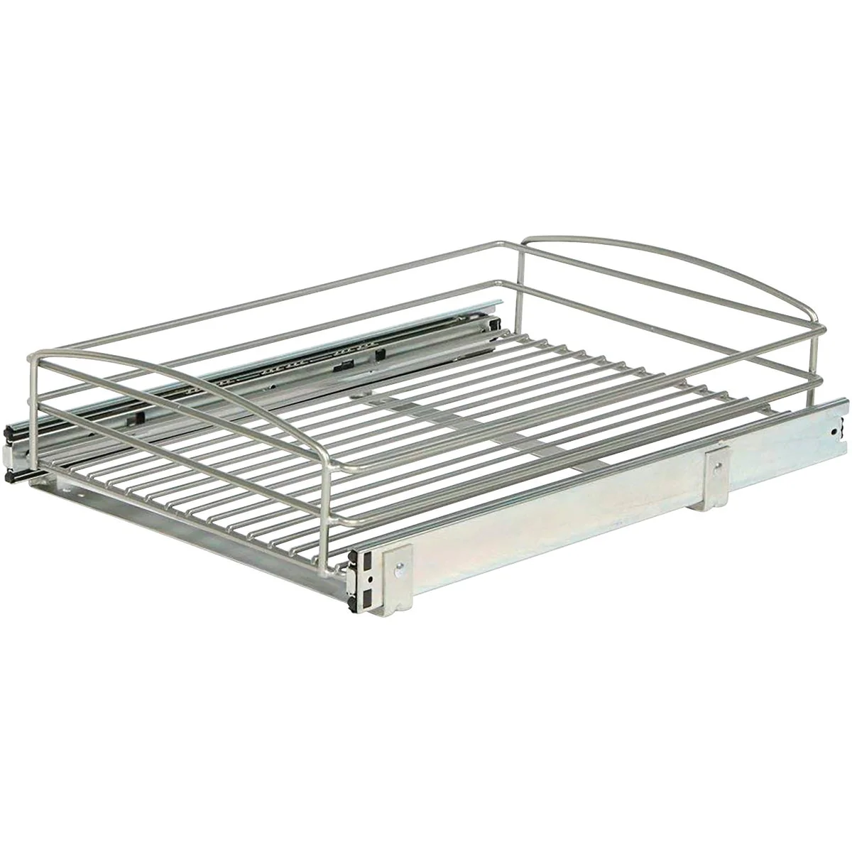World-Class Knape Vogt Solutions 14 In. Silver Multi-Use Pull-Out Basket Cabinet Organizer Advanced