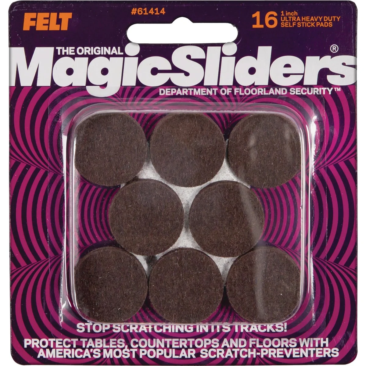 Enhanced Sliders 1 In. Round Brown Ultra Heavy Duty Self-Stick Pad 16-Pack Smooth