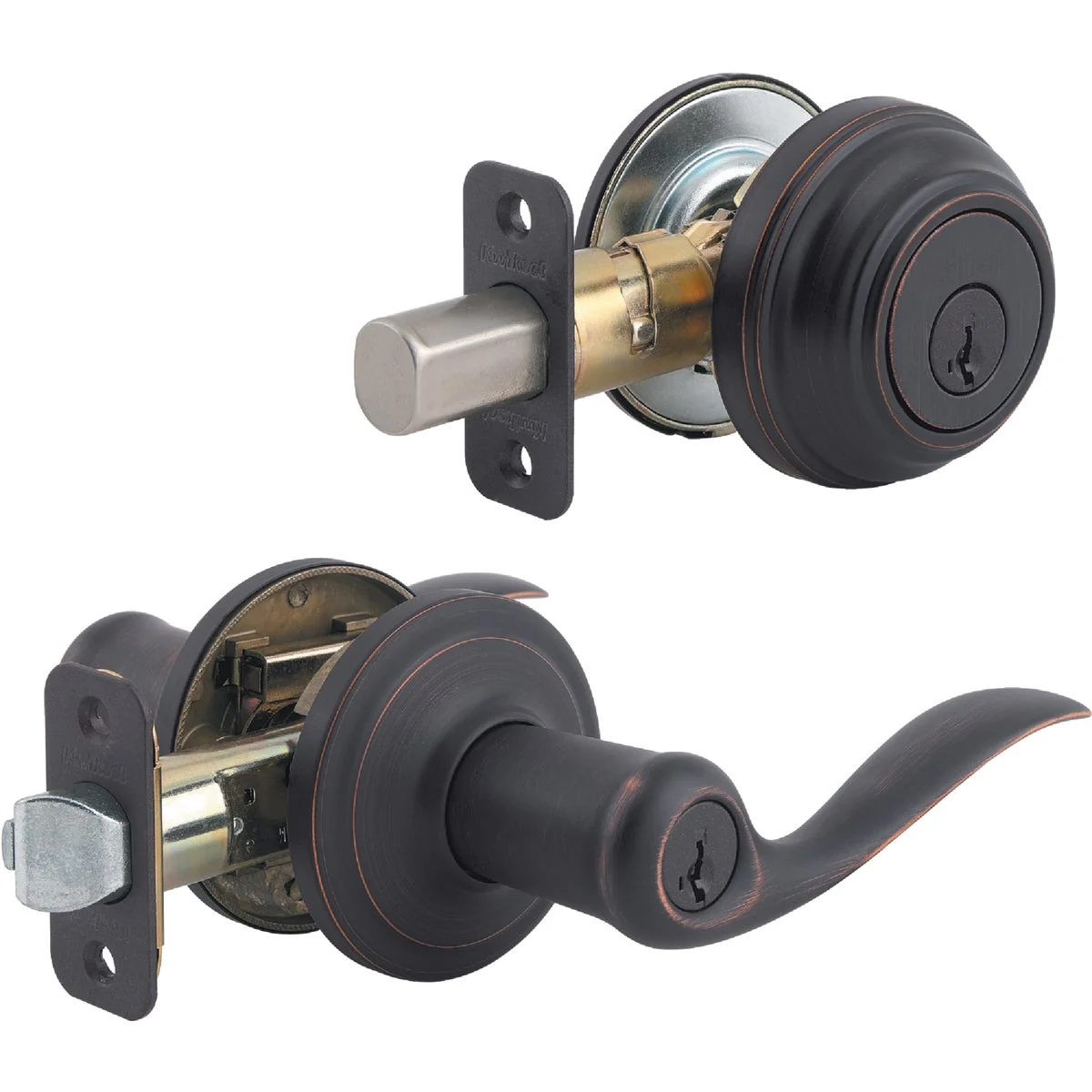 Flexible Kwikset Signature Series Venetian Bronze Deadbolt and Lever Combo with Smartkey Excellent