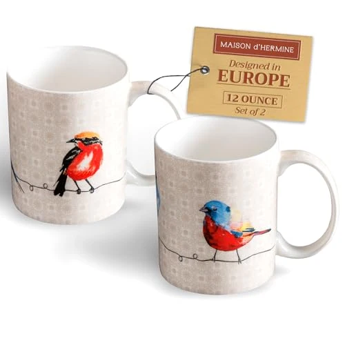 Powerful Coffee Mug with Handles Tea Cups 2 Count Premium