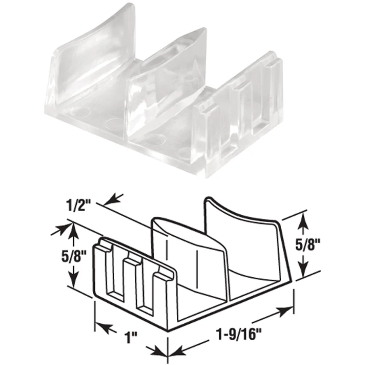Pure Prime-Line Nylon Shower Door Bottom Guide 2-Count Classic