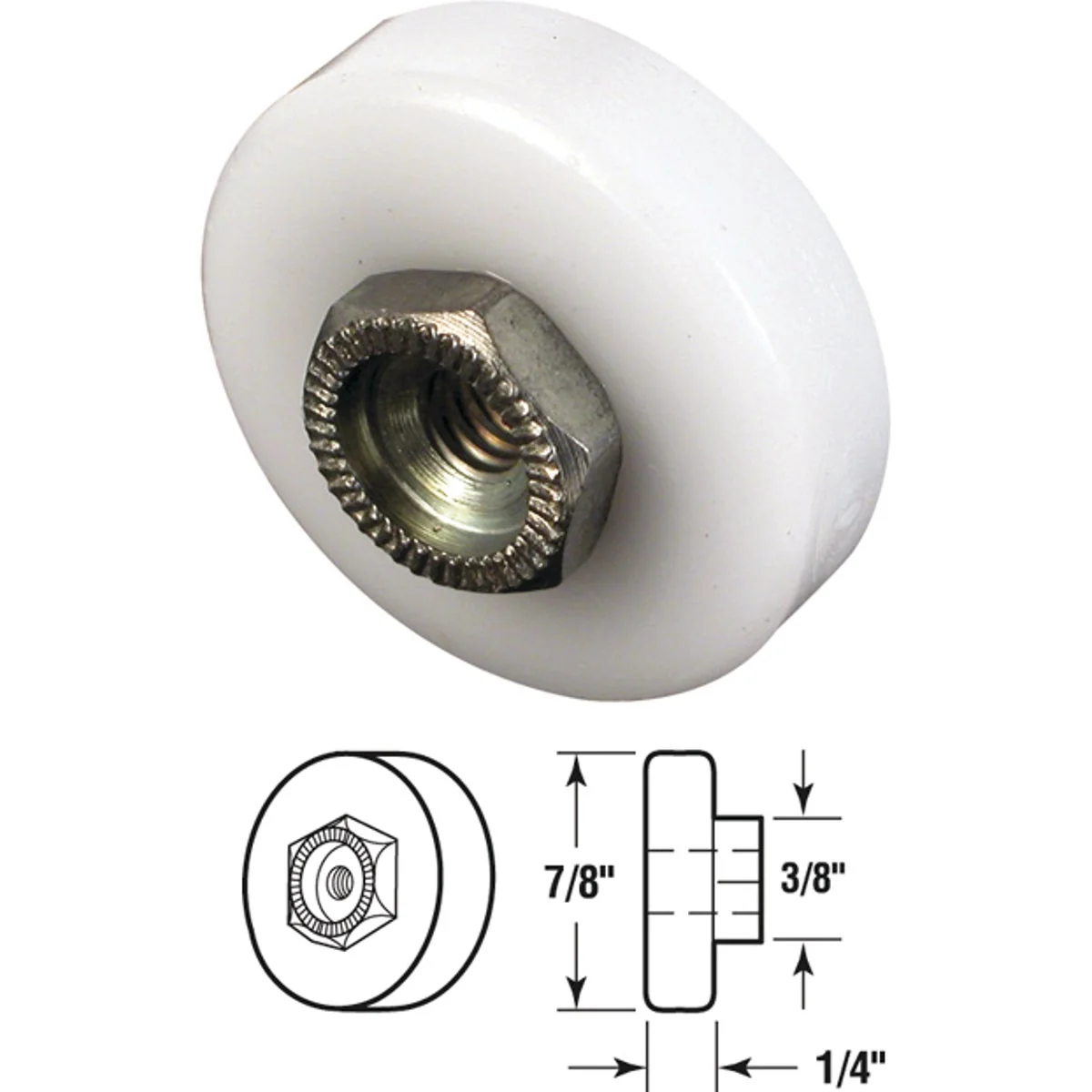 Advanced Prime-Line 7 8 Dia. x 3 8 In. W. Flat Shower Door Roller 2-Count High-End