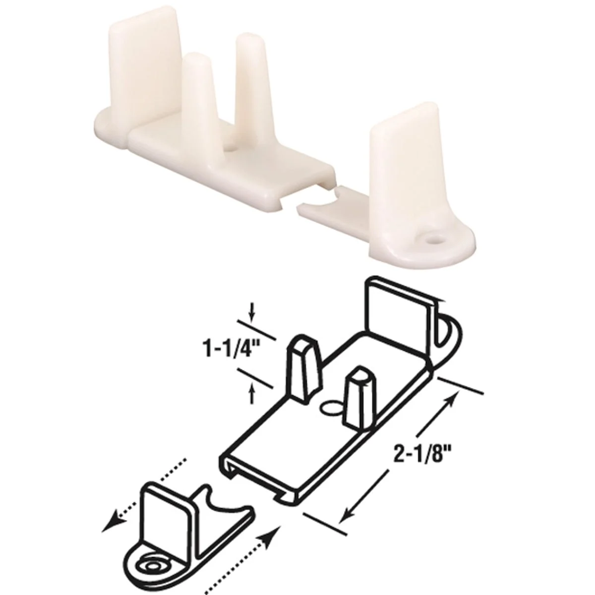 Fine Crafted Prime-Line 1-1 4 In. Adjustable Nylon Base Bypass Door Bottom Guide 2 Count Recyclable