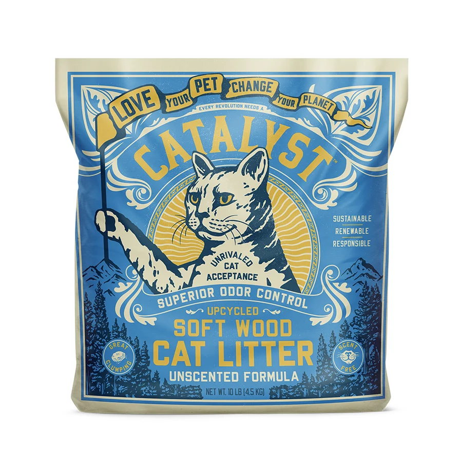 Easy-to-Use Catalyst Pet Upcycled Natural Pine Clumping Cat Litter Unscented Authentic