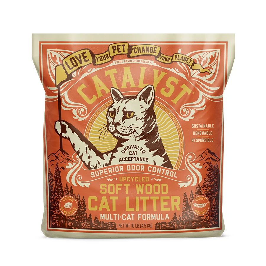 Professional Catalyst Pet Multi-Cat Upcycled Natural Pine Clumping Cat Litter Minimalist