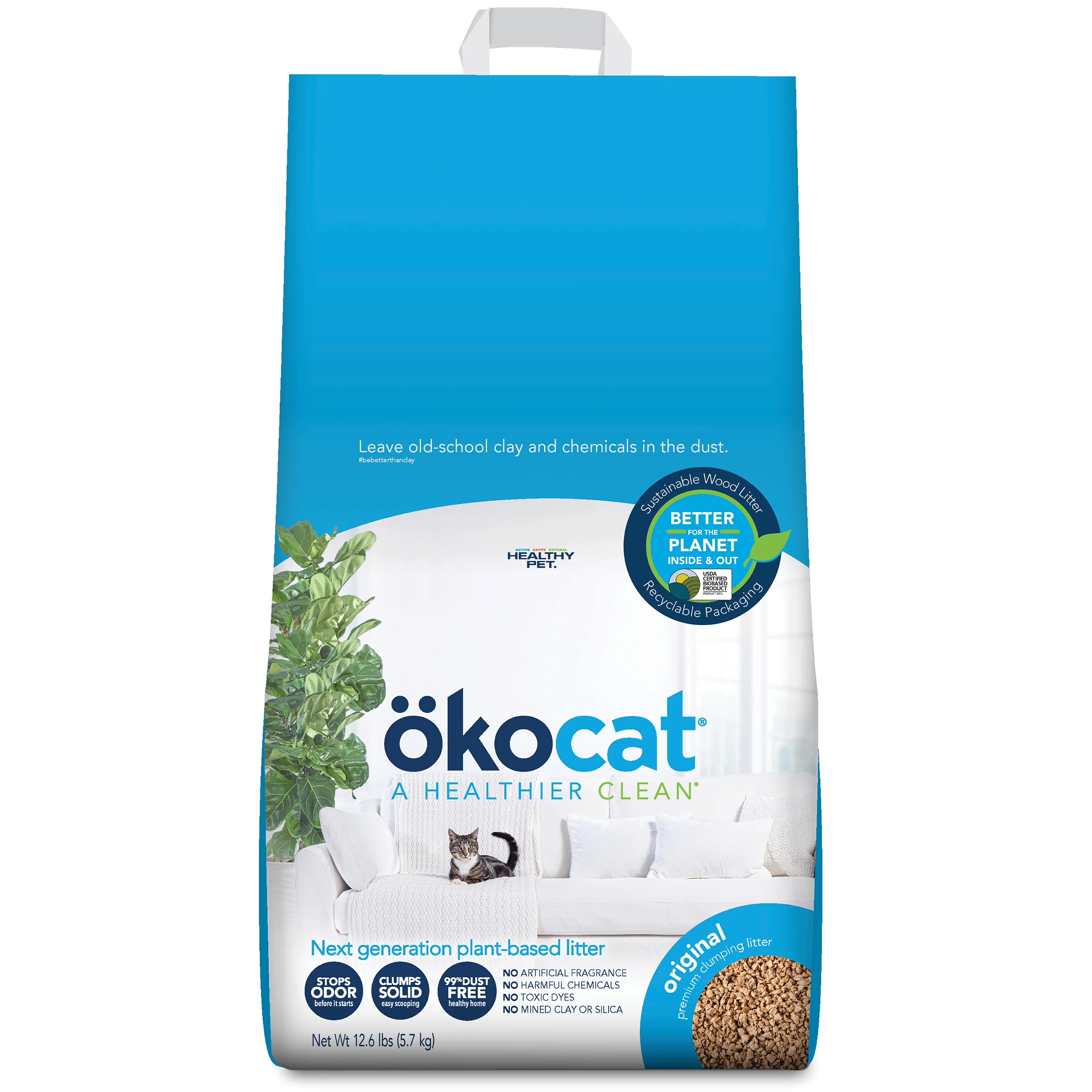 Pure okocat Clumping Wood Cat Litter Original