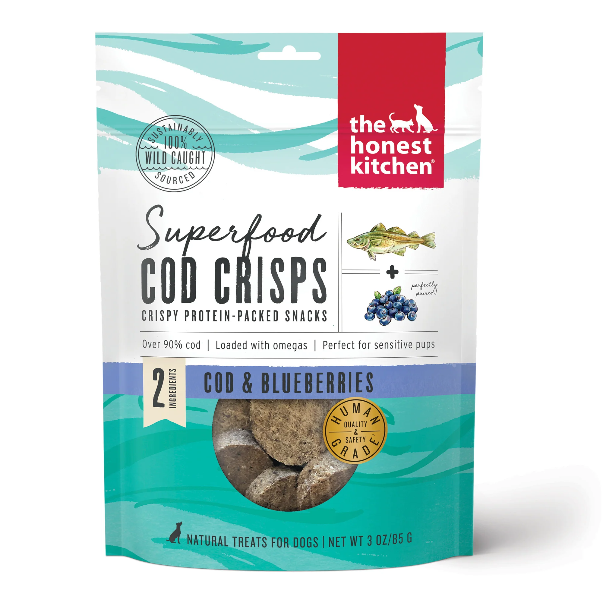 Next-Generation The Honest Kitchen Dog Treat Ocean Chews Crispy Cod Fish Skins Beams User-Friendly