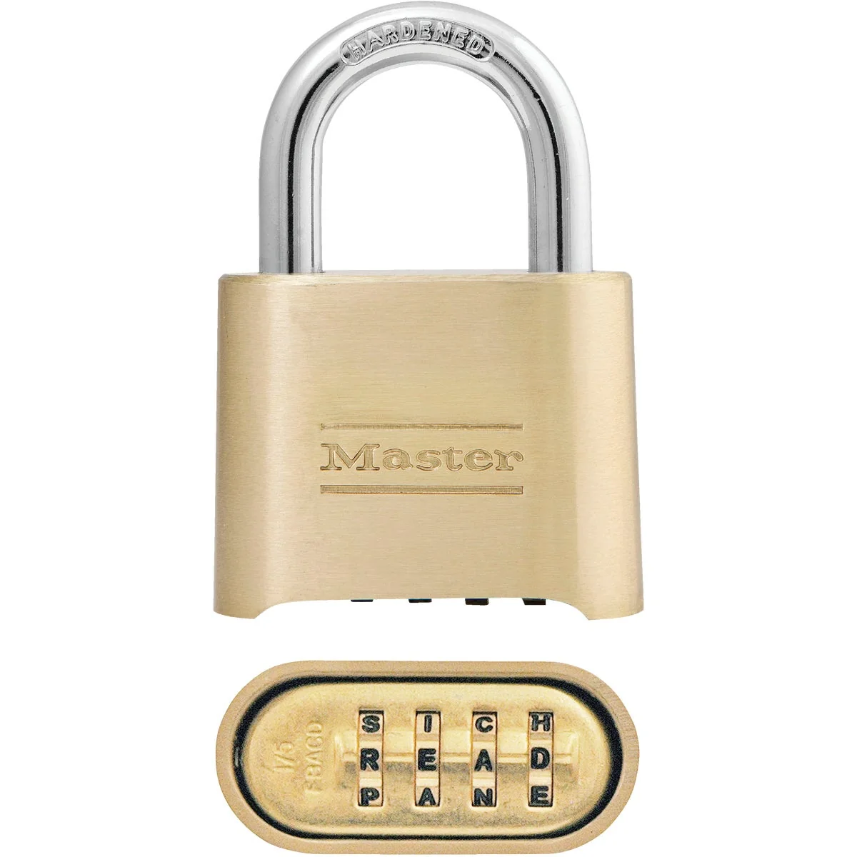 Solid Master Lock 2 In. Brass w Rubber Grip Combination Padlock Reusable