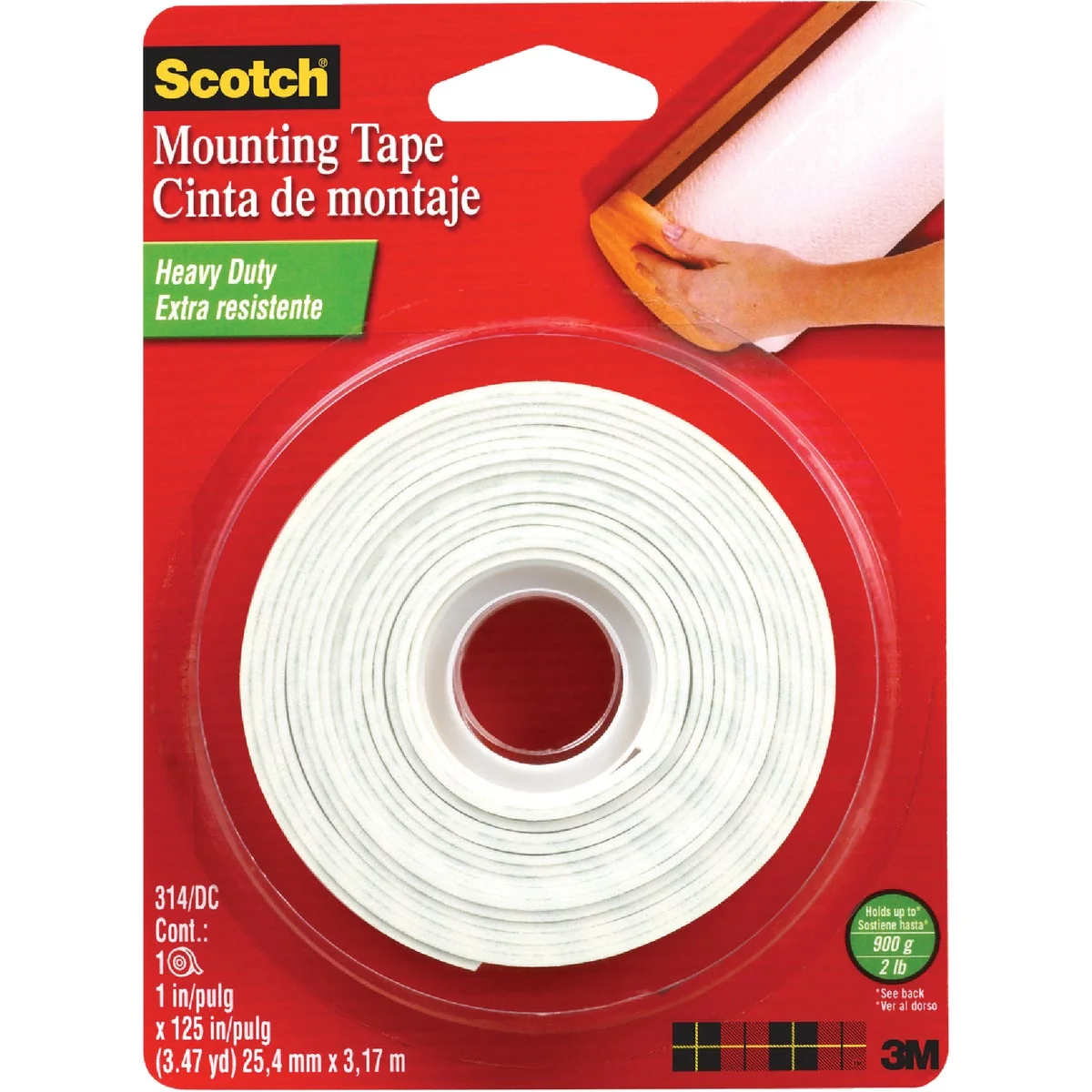 Fine 3M Scotch 1 In. x 125 In. White Indoor Double-Sided Mounting Tape 2 Lb. Capacity Excellent