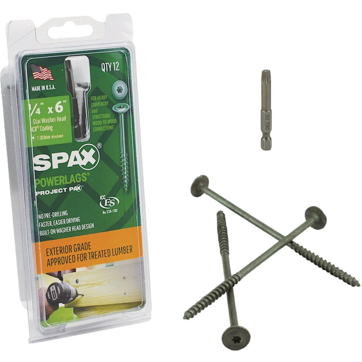 Proven Spax PowerLags 1 4 In. x 6 In. Washer Head Exterior Structure Screw 12 Ct. Premium Material