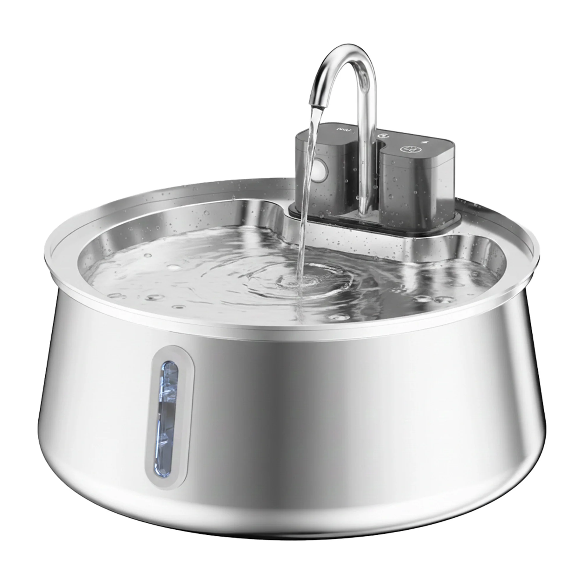 Green PawsPik® Stainless Steel Battery-Operated Dog Cat Water Fountain 4-L Lightweight