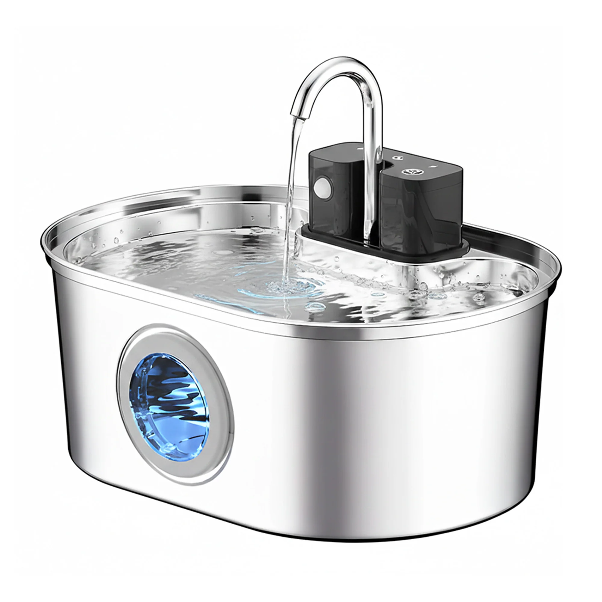 Fast PawsPik® Stainless Steel Battery Operated Oval Dog Cat Fountain 3.2 L Casual