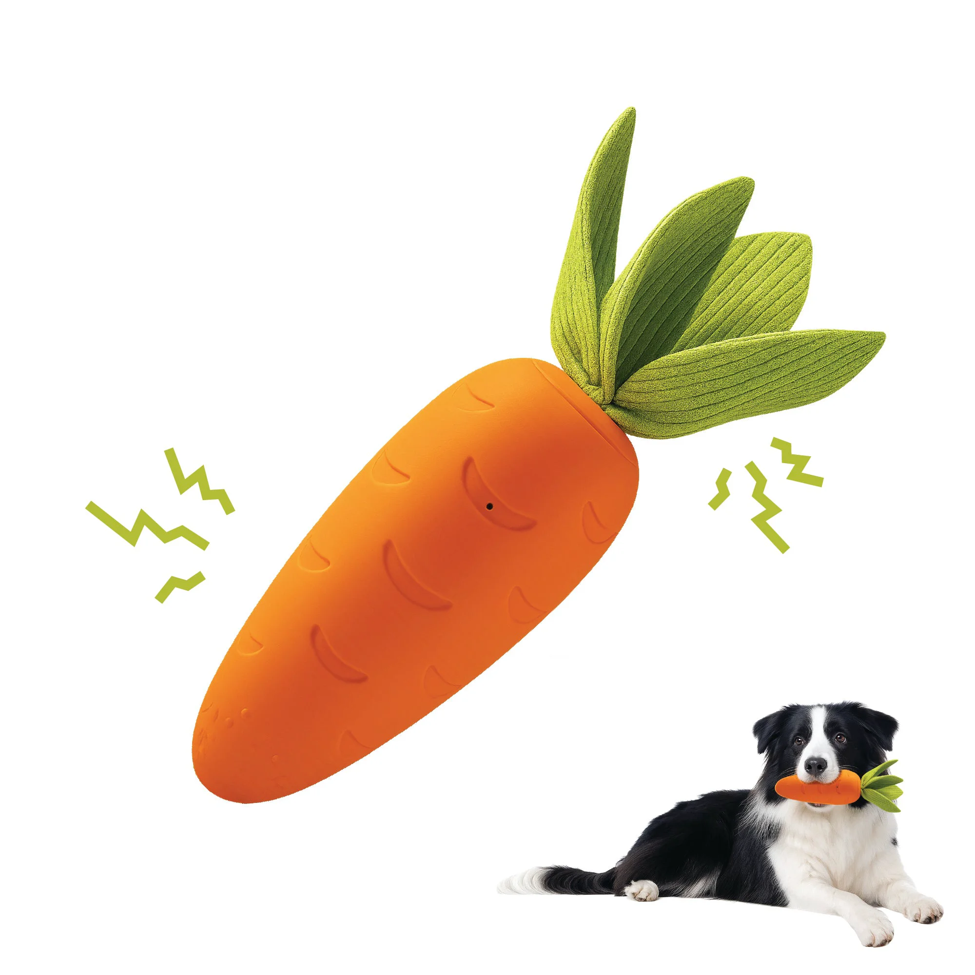 Verified PawsPik® Carrot Natural Rubber Dog Chew Toy Premium