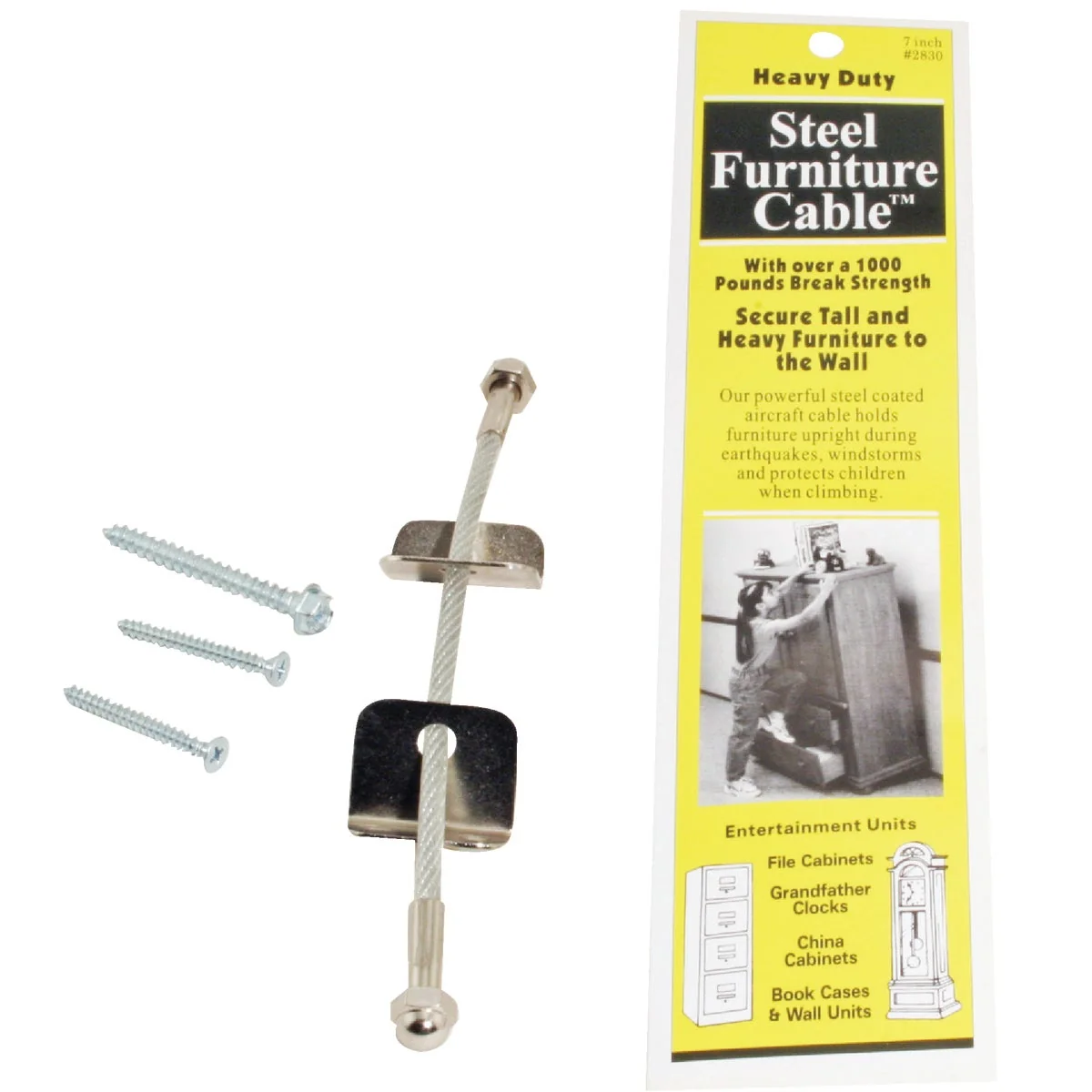 High-Grade QuakeHold 7 In. Anti-Tip Furniture Cable Detailed