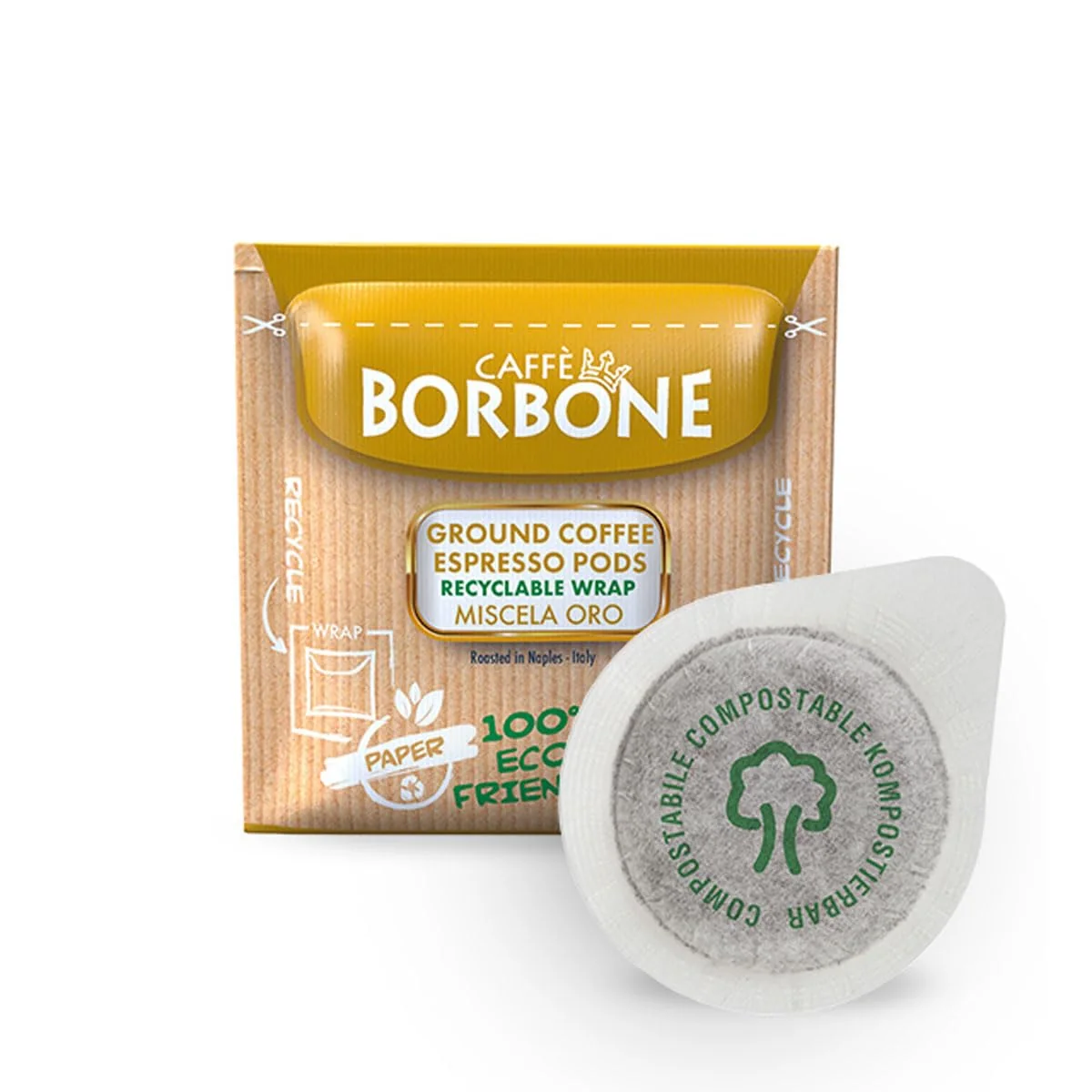 Pure Caffè Borbone Espresso Paper Pods Gold Blend Sweet and Refined Medium Roast ESE Pods Italian Espresso - 50 Count Modern