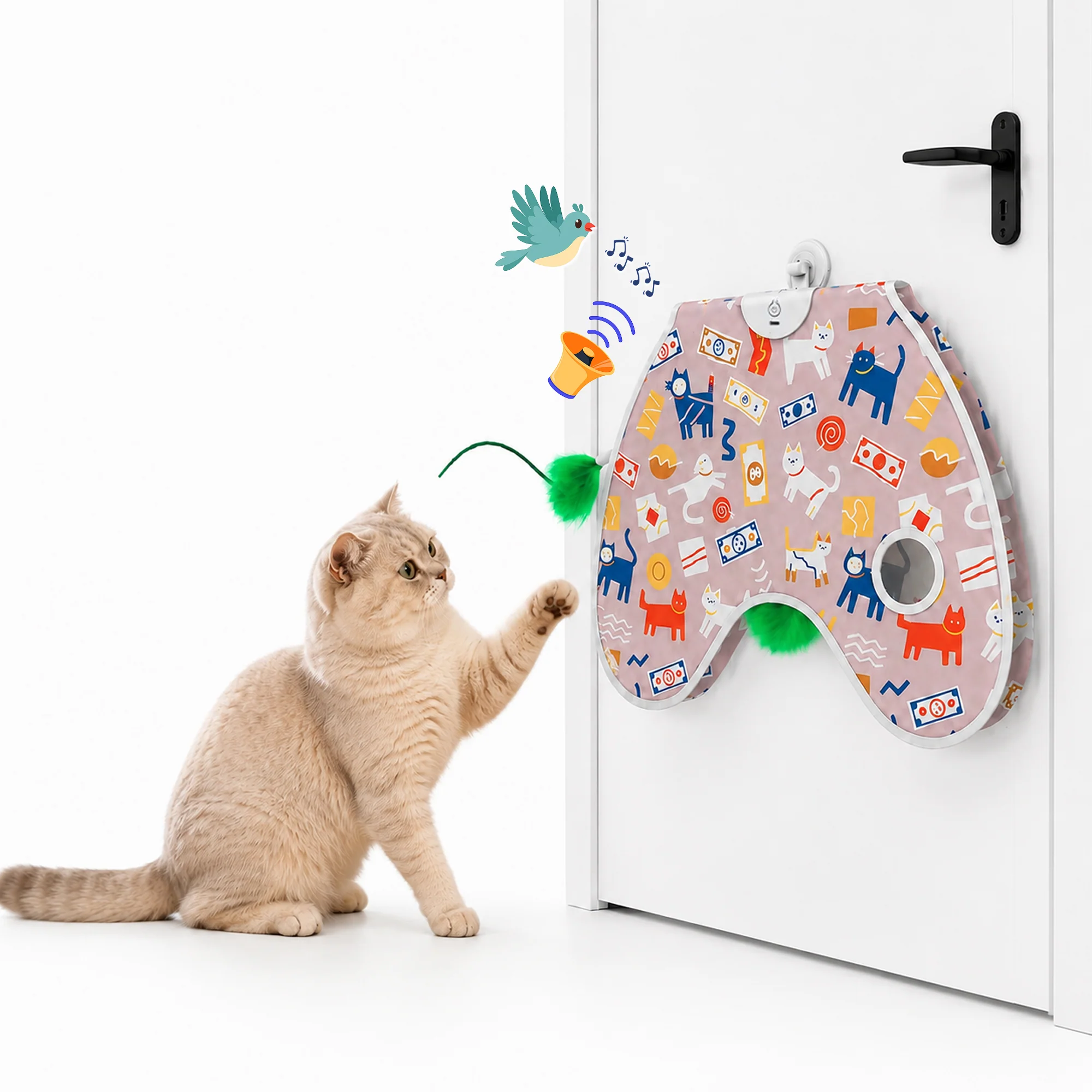 Detailed PawsPik® Peek Play Wall Mounted Interactive Electronic Hide Seek Cat Toy Artisan