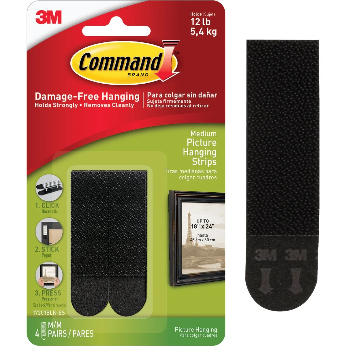 Official Command 3 4 In. x 2-3 4 In. Black Interlocking Picture Hanger 4 Count Outstanding