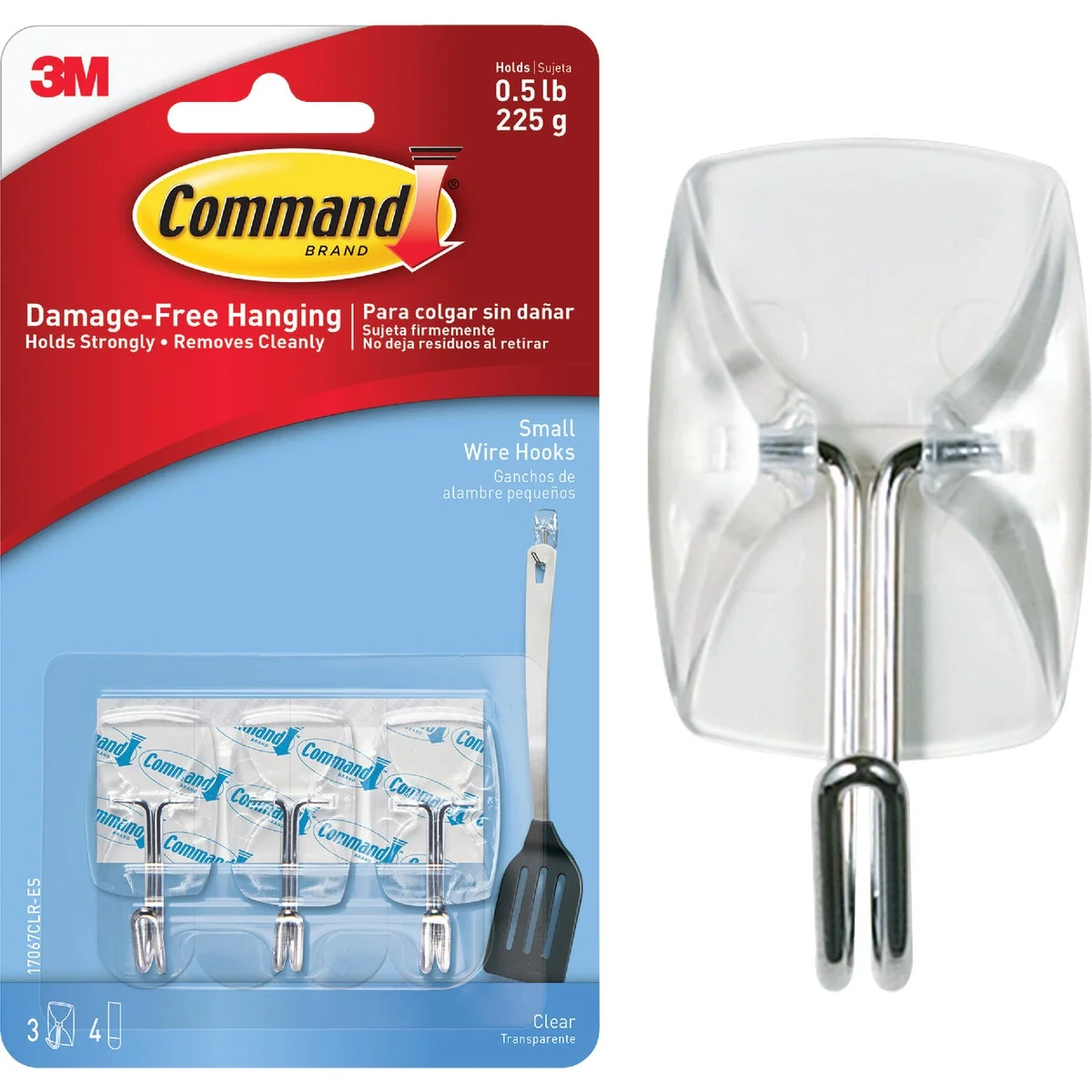 Practical Command Clear Wire Adhesive Hook 3 Pack Specialty