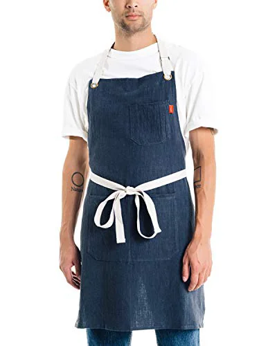 Soft Linen Kitchen Apron for Cooking Crafted