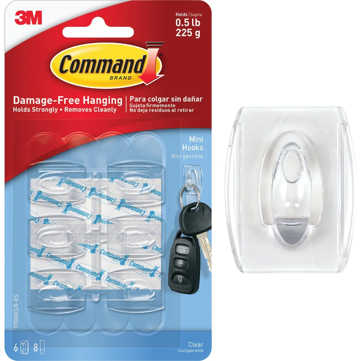 Superior 3M Command Clear Mini Adhesive Hook 6-Pack First-Class