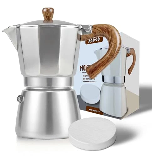 Recyclable Moka Pot Stovetop Espresso Set Cuban Coffee Maker 6 10.2 Ounce Easy-to-Use