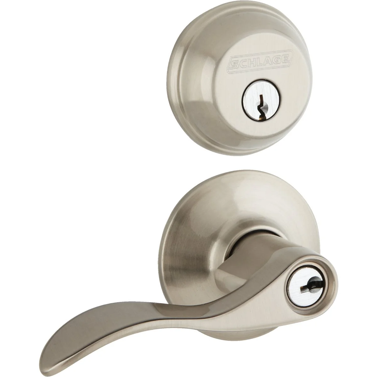 Versatile Accent Satin Nickel Single Cylinder Deadbolt Door Lever Combo Lockset Sophisticated