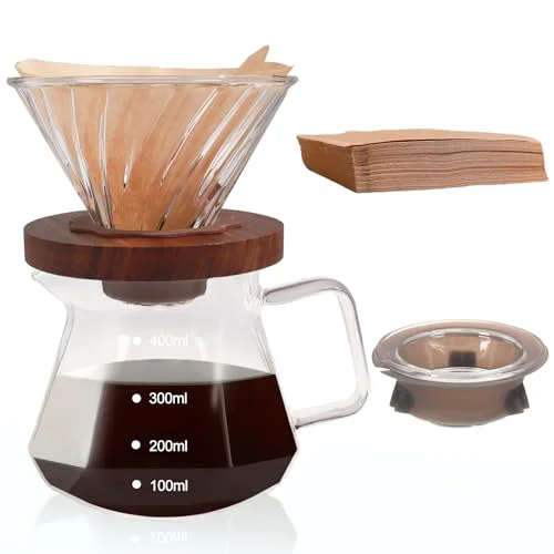 Elegant Pour Over Coffee Maker 400ml Borosilicate Glass Drip Solid