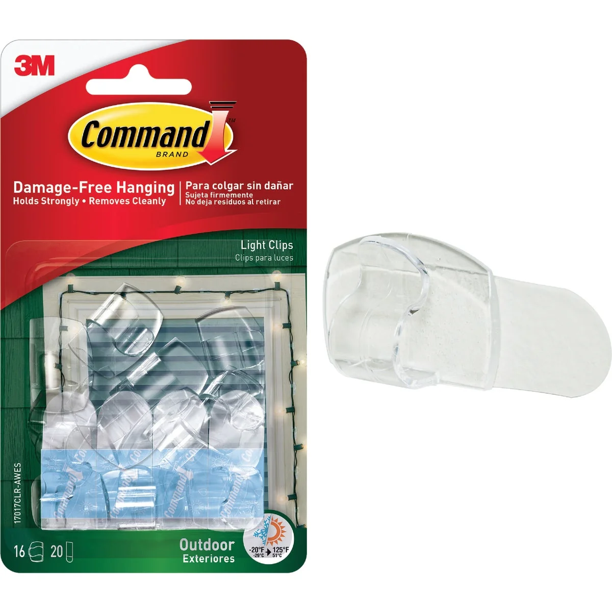 Certified Command Clear Outdoor Light Clips with Foam Strips 16-Pack Sophisticated