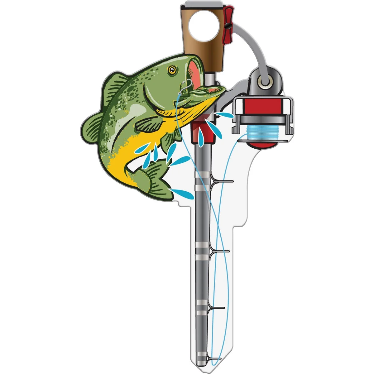 Relaxed Lucky Line Fishing Pole Design Decorative House Key SC1 Sustainable