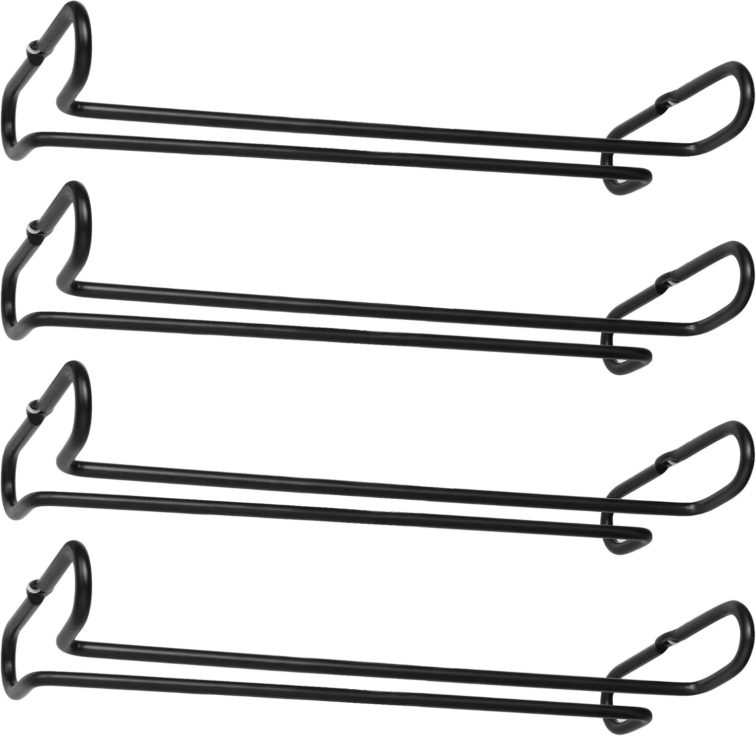 Long-Lasting 4 Pack Steamware Wine Glass Hanging Rack Metal Stemware Holder Storage Wall Mount Under Cabinet Kitchen Bar Pub Black Selected