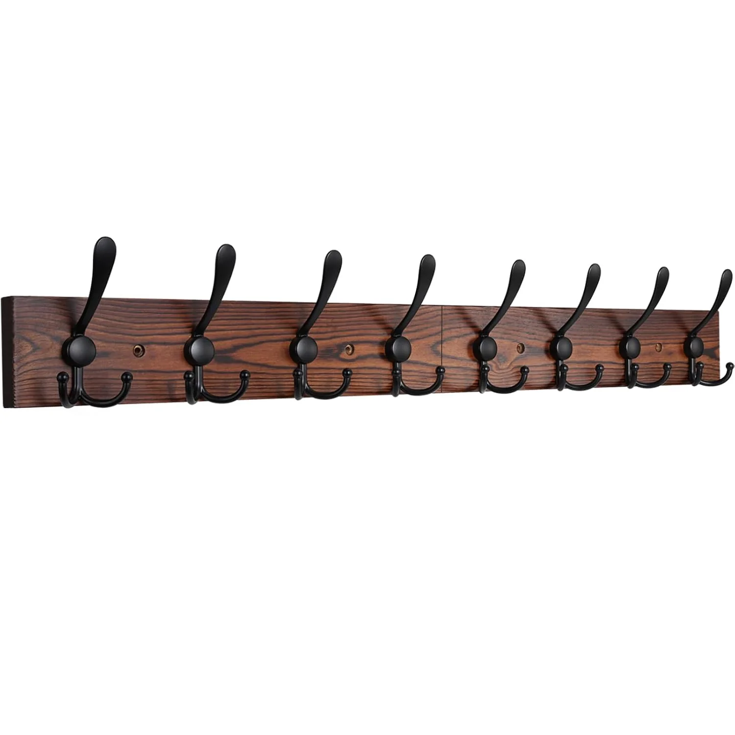 Natural IBosins Wall Mounted Coat Rack 31.4 Long with 8 Black Rustic Tri-Hooks Prestigious