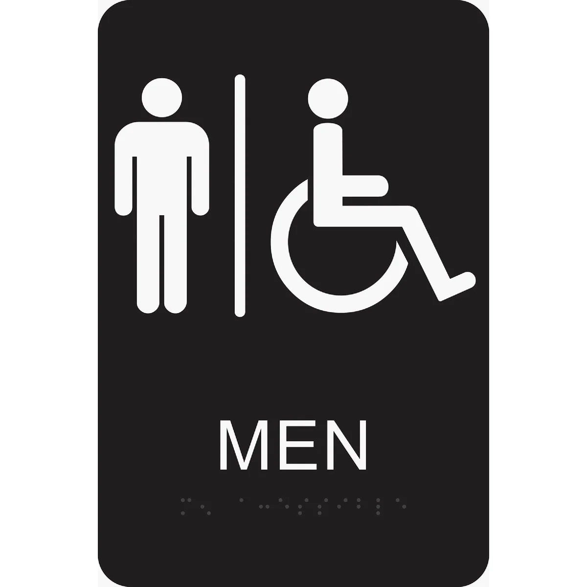 Premium Material Hy-Ko Deco Series Plastic Braille Restroom Sign Men Handicapped Genuine