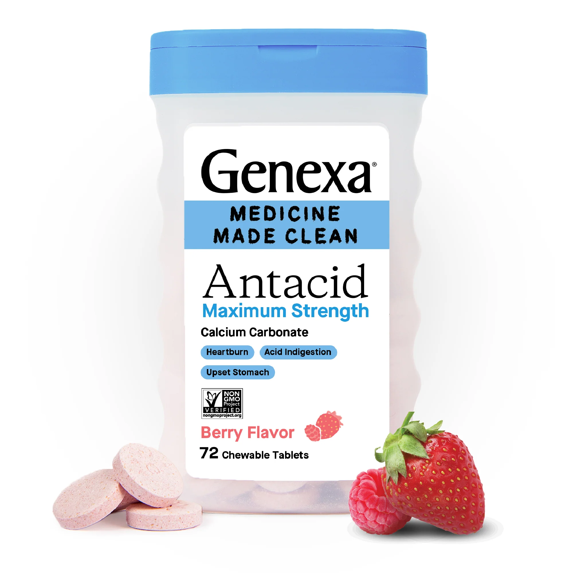 Clean GENEXA Antacid Maximum Strength Chewable Tablets Solid