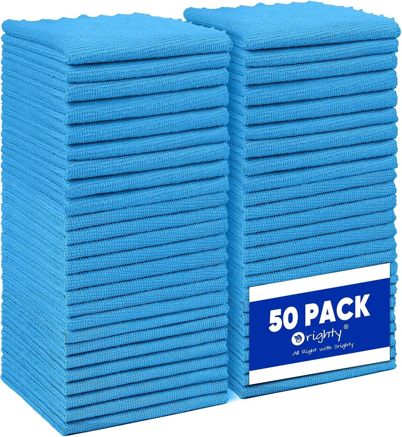 Comfortable Orighty Microfiber Cleaning Cloth Bulk 50 Pack Shop Towels 12x12 in Blue Green