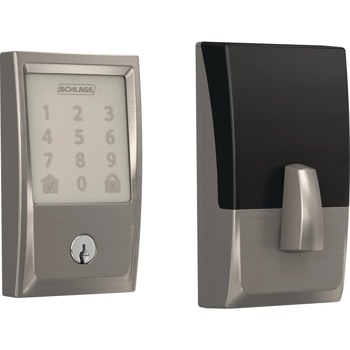 Stylish Schlage Encode Smart WiFi Deadbolt with Satin Nickel Century Trim High-Performance