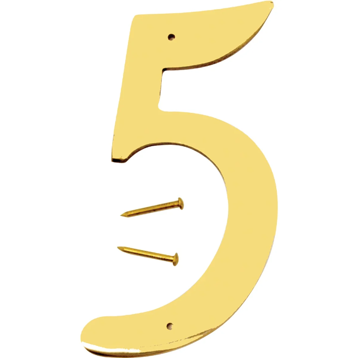 Artisan Hy-Ko 4 In. Polished Brass House Number Five Lightweight