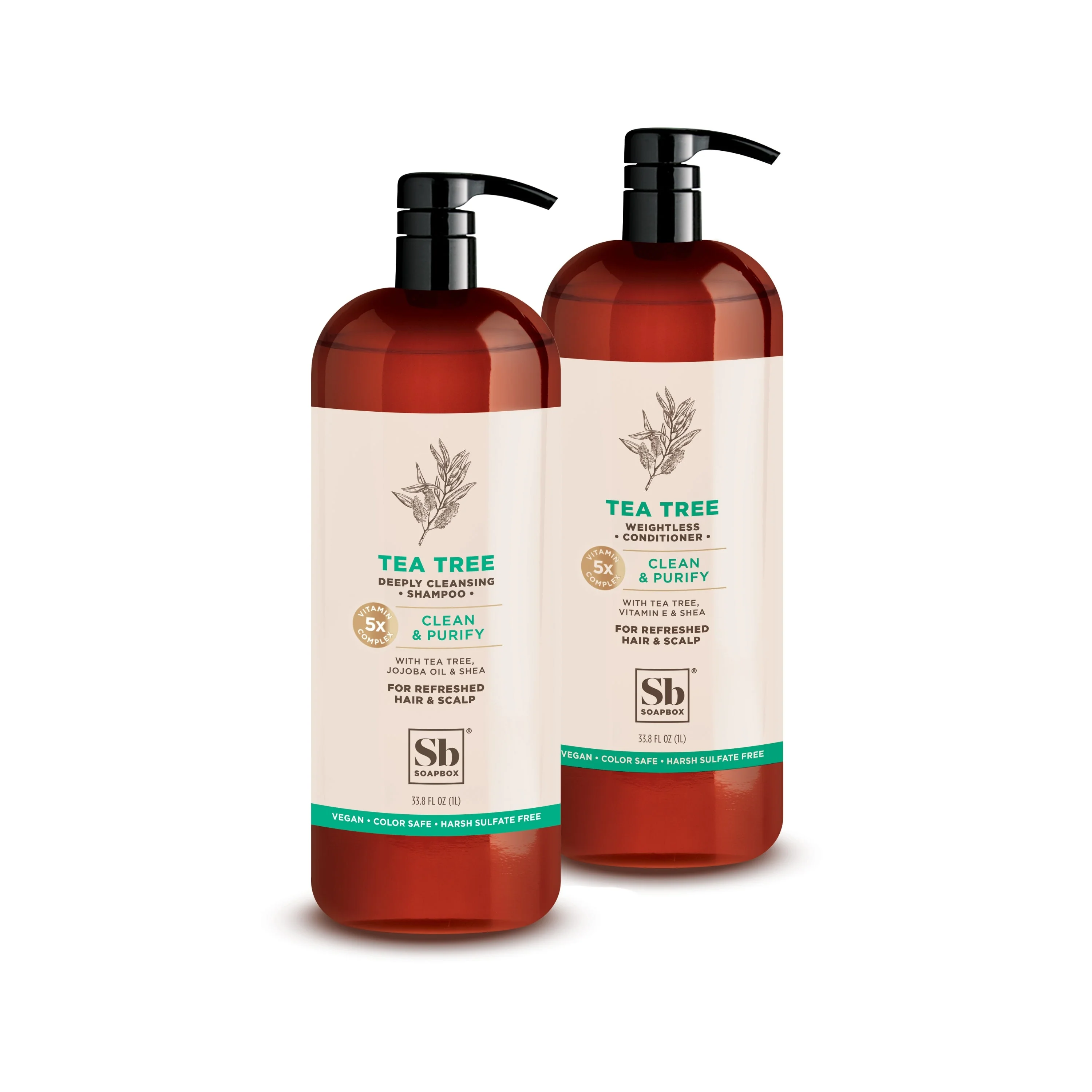 Functional Soapbox Tea Tree Shampoo Conditioner 1 Liter Luxe Set Effective