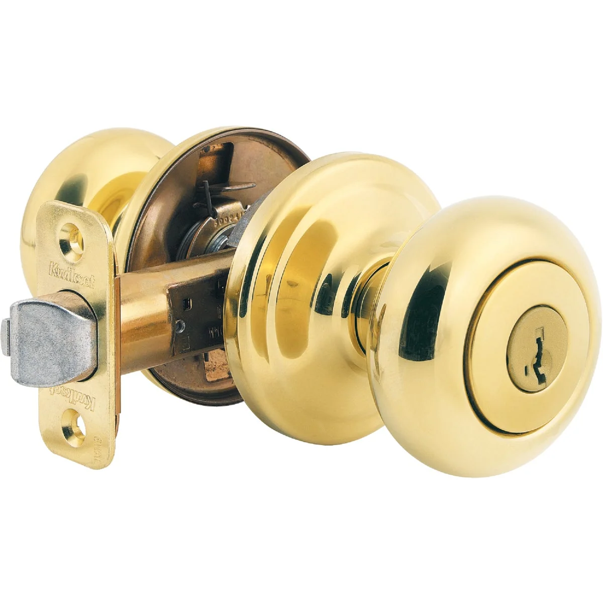 Authentic Kwikset Signature Series Polished Brass Juno Entry Door Knob with SmartKey Trendy