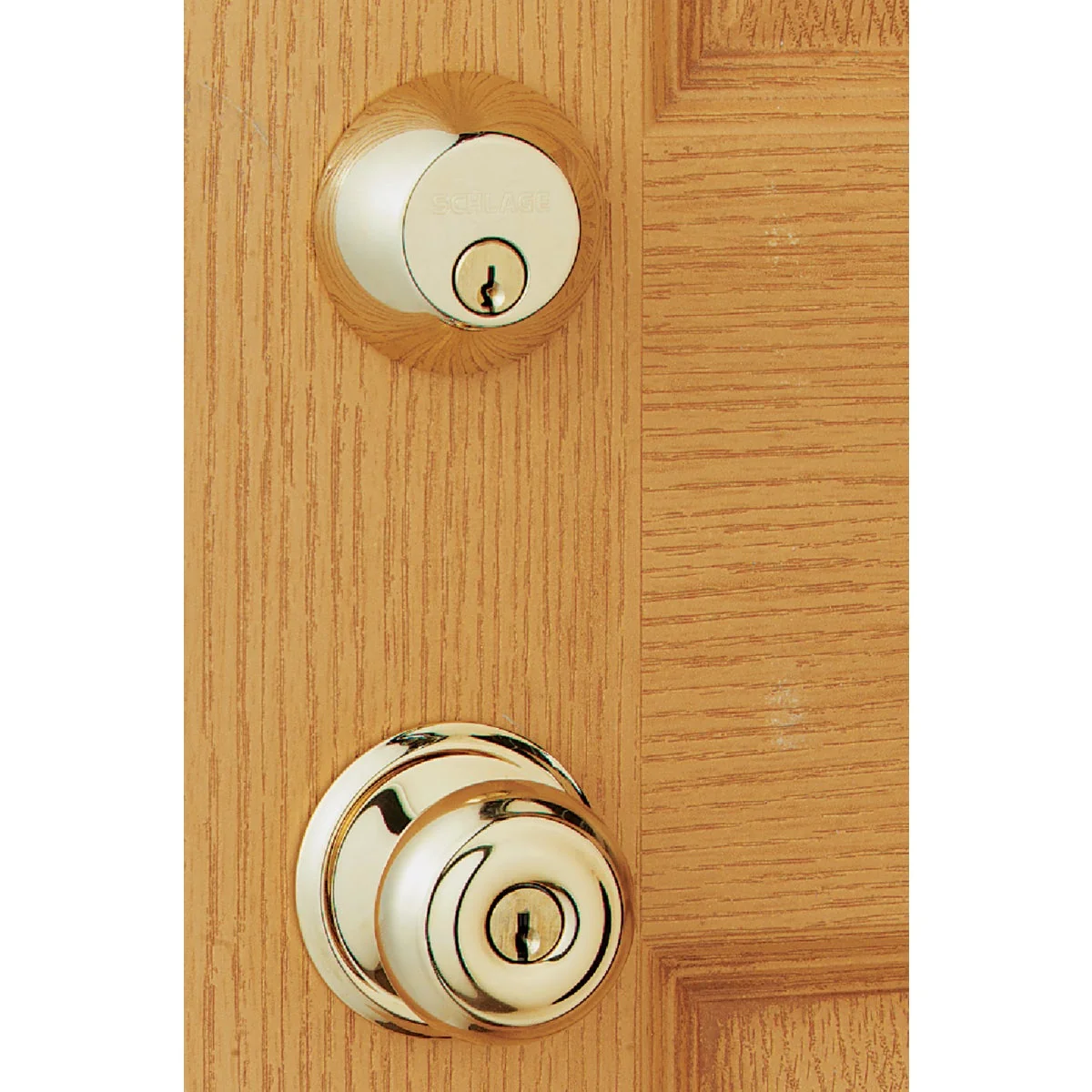 Official Schlage Bright Brass Deadbolt and Door Knob Combo Breathable